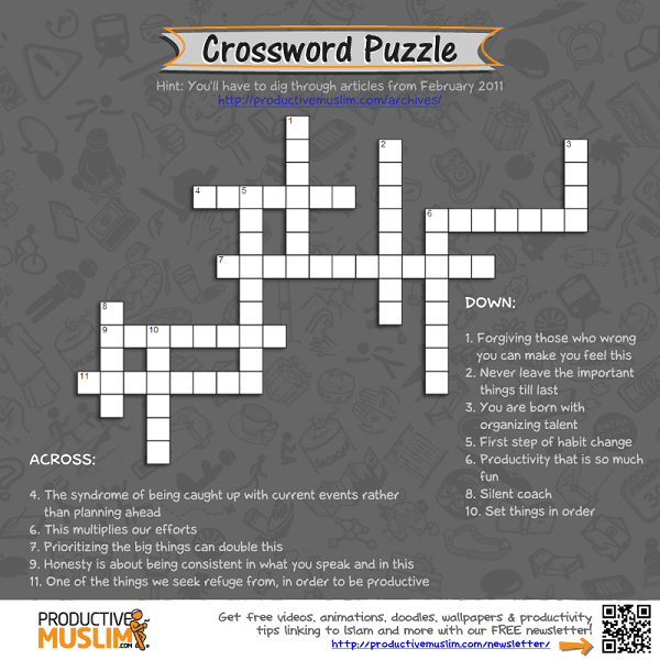 [Brain Teaser of the Month] Crossword Puzzle | Productive Muslim